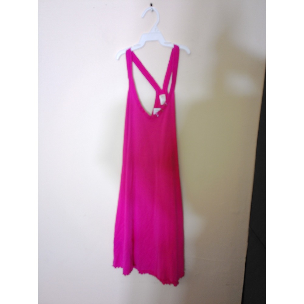 2b bebe Strappy Mini Dress Womens Small Hot Pink Y2K Lettuce Edge Racerback